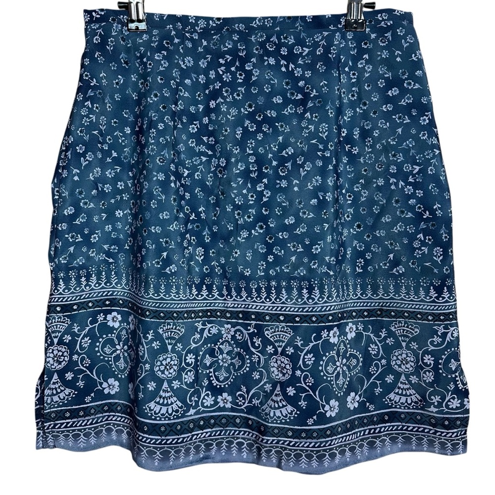 Y2K We Too Floral Paisley Blue Unlined Mini Skirt Size Juniors 13